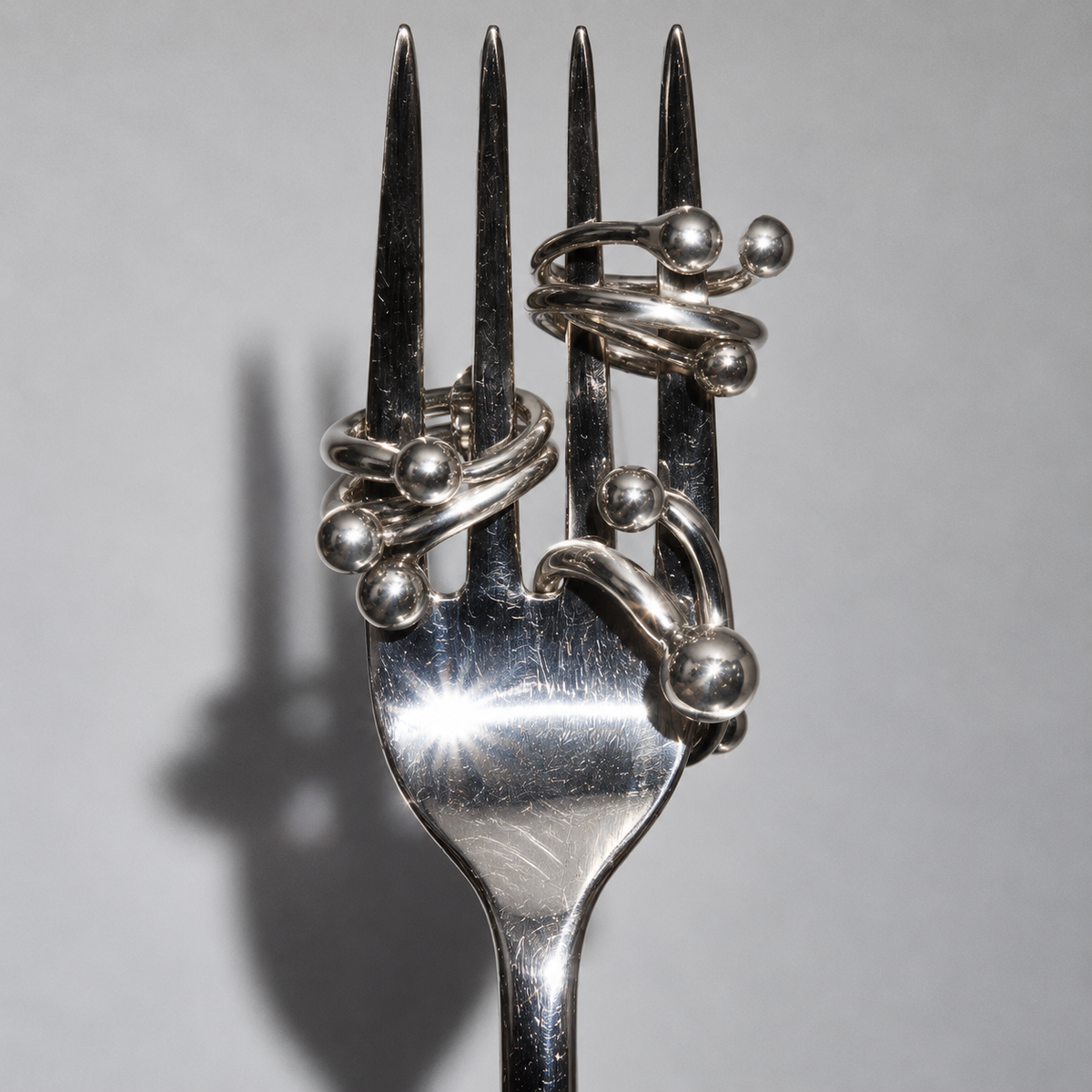 Orbit sterling silver ring styled on a fork by Statement92