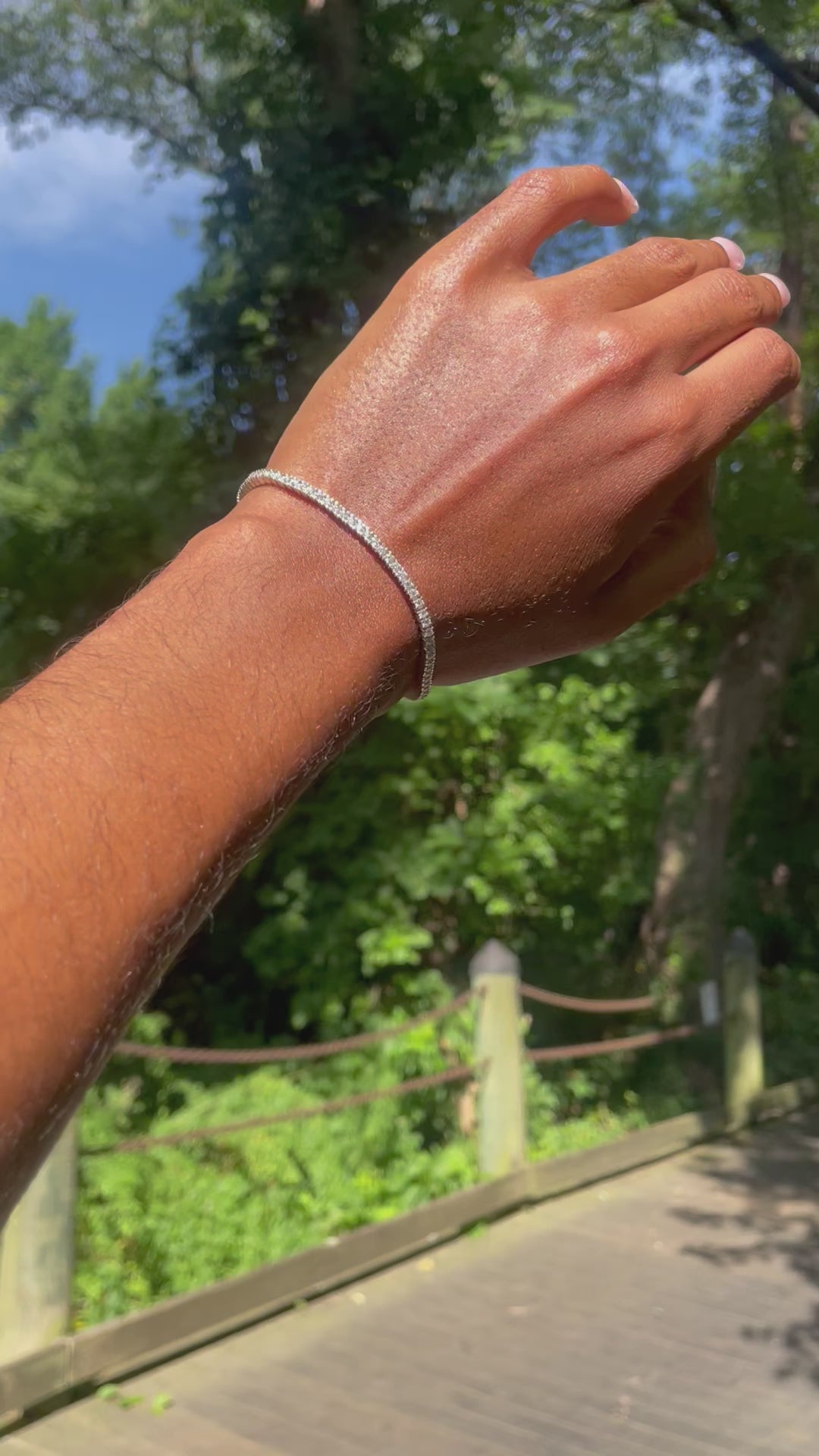 Diamond tennis bracelet worn on the wrist by Statement92